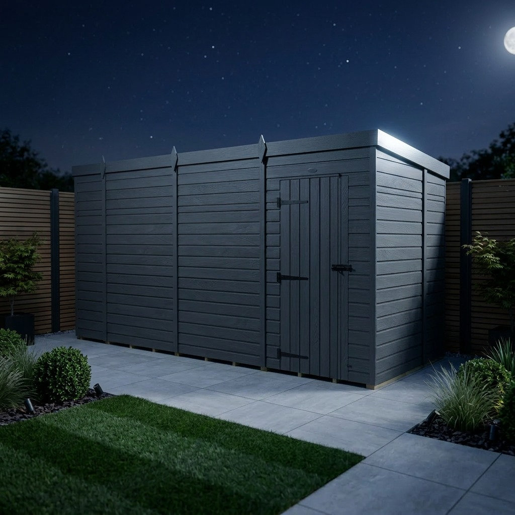 Total Sheds 14ft x 7ft Composite Pent Garden Shed - Single Door - No Windows - EPDM Rubber Roof - UK Manufactured