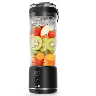 Mélangeur portatif Panti, 18 oz Mélangeur Smoothie avec couvercle étanche et bec verseur, mélangeur USB-C rechargeable sur le pouce, pièces lavables au lave-vaisselle, noir