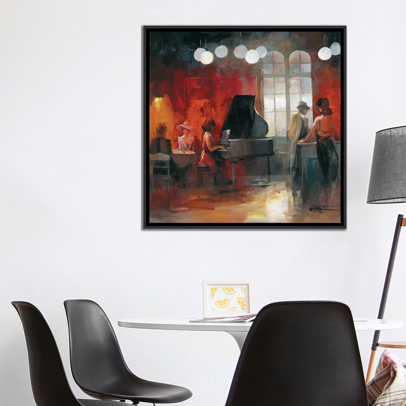 «Rendez-Vous II», reproduction sur toile, H 18 po x l 18 po x P 1,5 po, Toile avec cadre noir, Pas de tapis