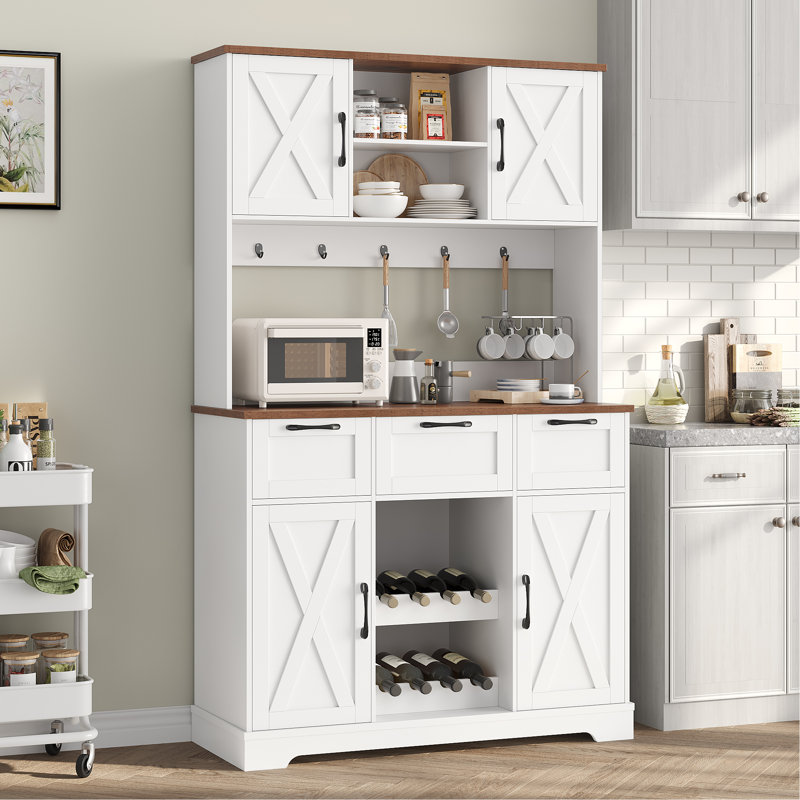 CLOSE-OUT Asharani 73"H Farmhouse Kitchen Pantry Cabinet, Wash Gray