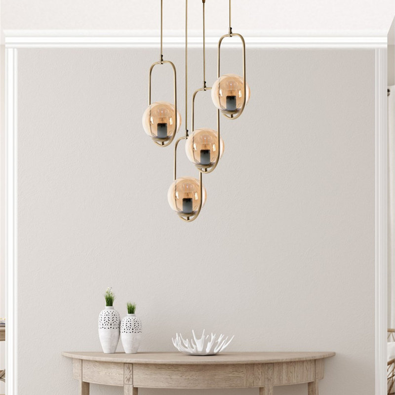 Glam Scandinavian Chandelier, Copper Colour, 27.6 x 11.8 inches | 100% Metal Construction, Oven Dried Paint & Tumbled Coating | E27 Socket, Max 40W | Perfect for Modern Living Rooms & Dining Areas, Elegant Design