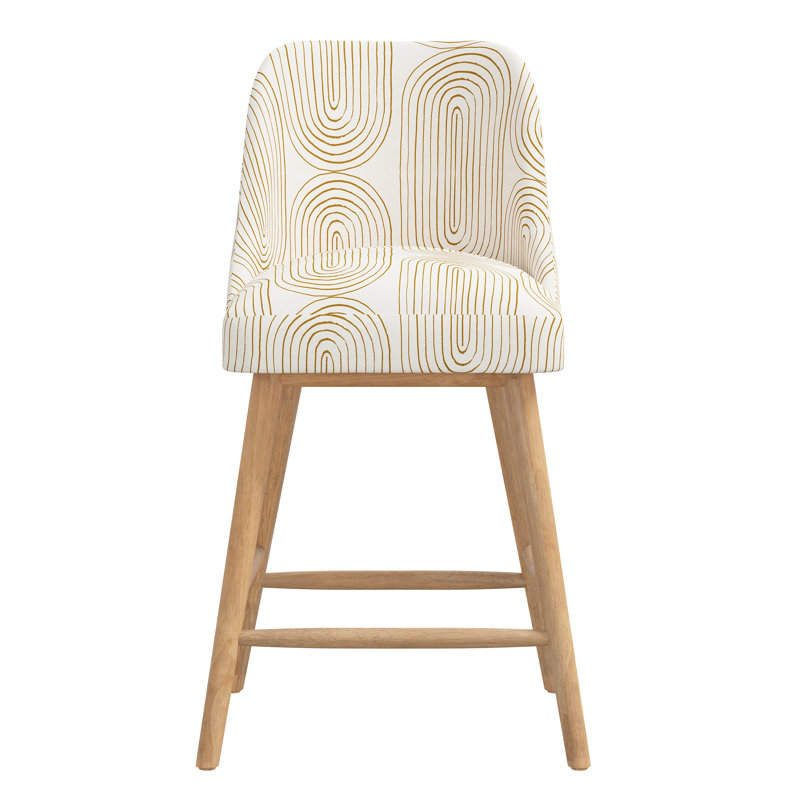 Tabouret de bar et de comptoir Gallie, Tabouret de comptoir (hauteur de siège de 27 po), Bois naturel, Moutarde, oblong