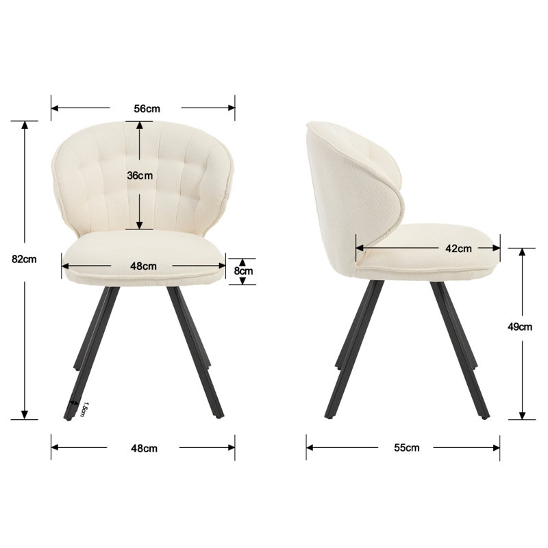 49cm H Upholstered Metal Accent, White