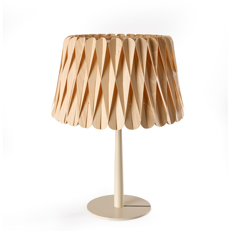 Lola Table Lamp, Matte Ivory, 20.9" H x 15.4" W x 15.4" D, Natural Beech