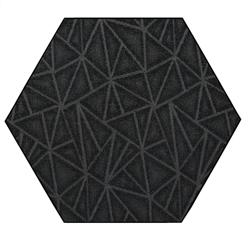 Tapis raffiné à imprimé raffiné noir, Hexagone 3 pi
