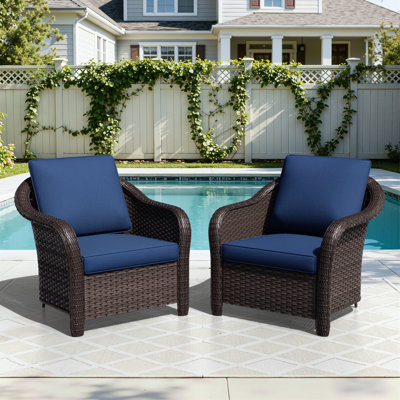 2-person Outdoor Rattan Armchairs With Cushions