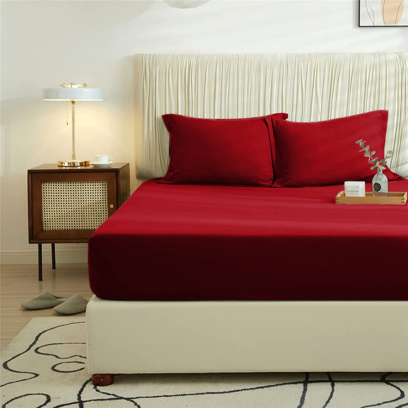 Super Soft Extra Deep Microfiber Brushed Fitted Sheet, Red, Super King (6')