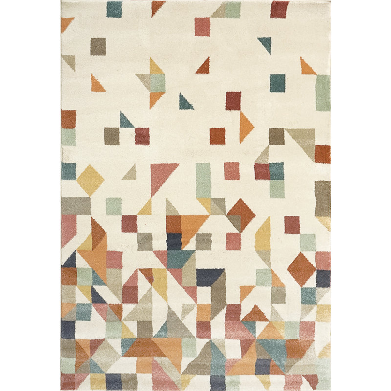 Tapis abstrait beige, Rectangle 5 pi 3 po x 7 pi 7 po
