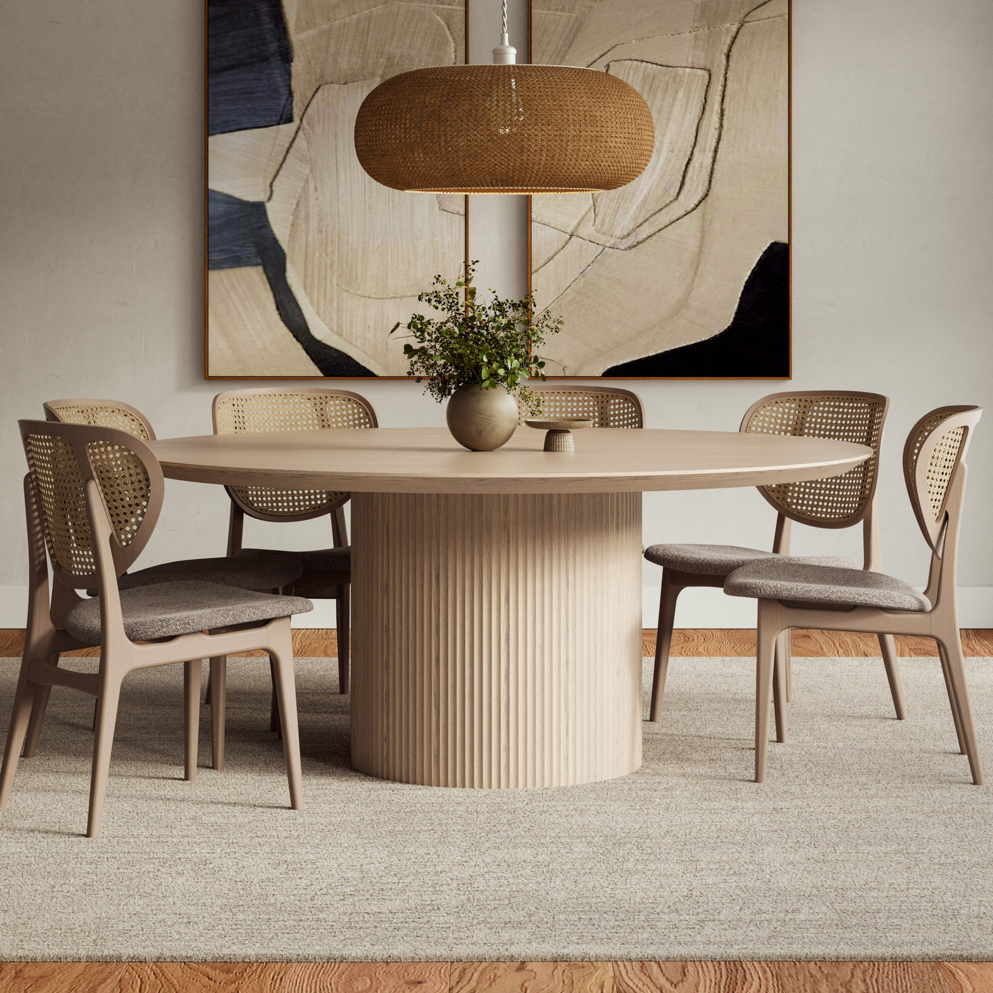 Anela 71'' Round Dining Table, Nevoa