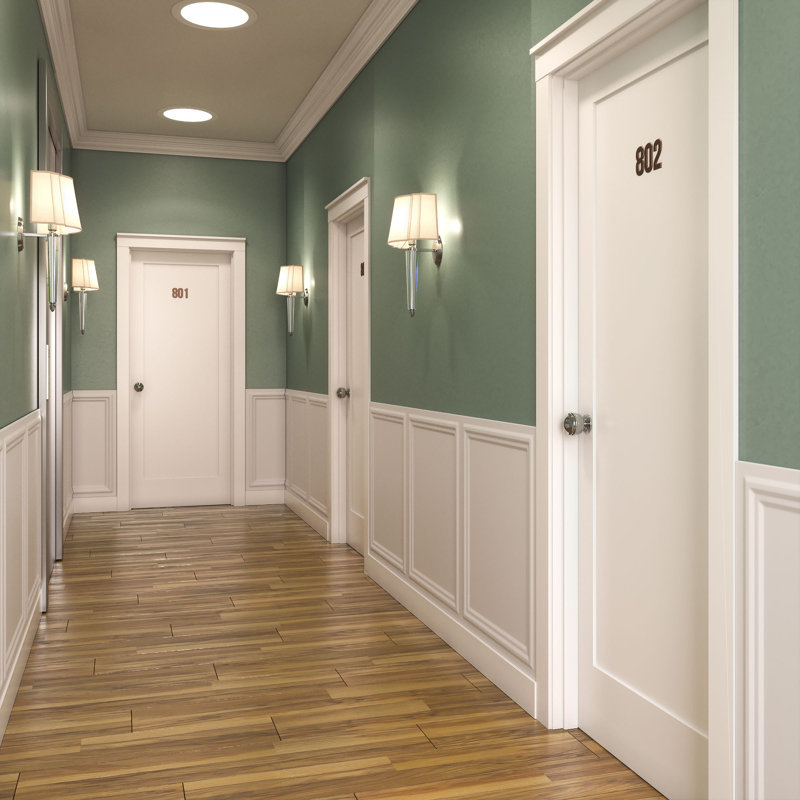 Primed White 80" x 36" Paneled Solid Wood Interior Door