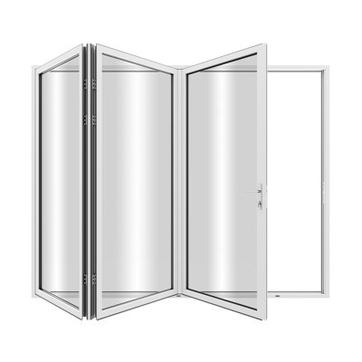 Porte pliante en aluminium à 3 panneaux KaMic EliteFold avec charnières et roulettes cachées, conception pliante vers l'extérieur