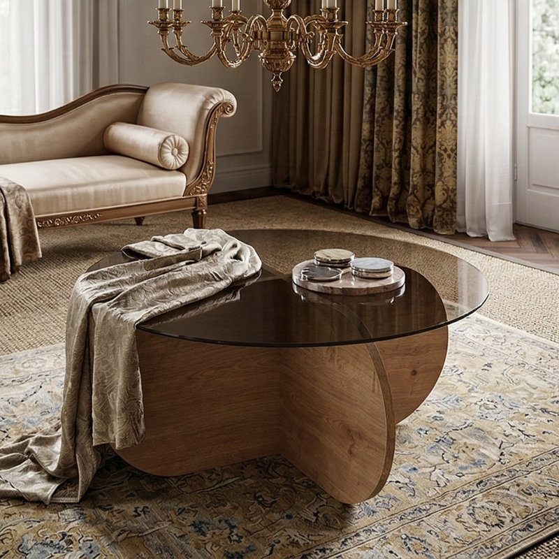 Table basse Arlo, Fumée, Chêne saphir