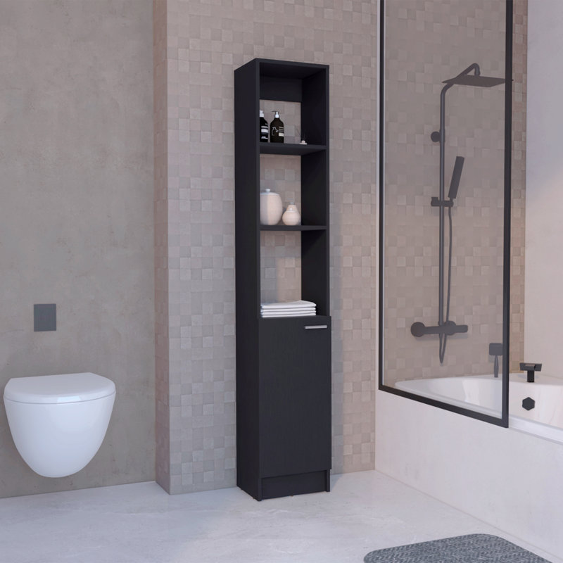 Armoire, 1 porte, 6 tablettes, H 70,87 po x l 19,7 po x P 10,43 po, Noir