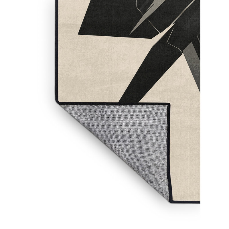 Machine Washable Vehicles And Transportation Stealth Jet Airplane Sleek & Chic Modern Rug in Beige – Black Binding, 2x5