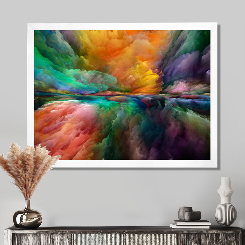 «Gerard Colorful and Dark Gradient Clouds», impression sur toile, H 34 po x l 44 po, Impression encadrée, Blanc