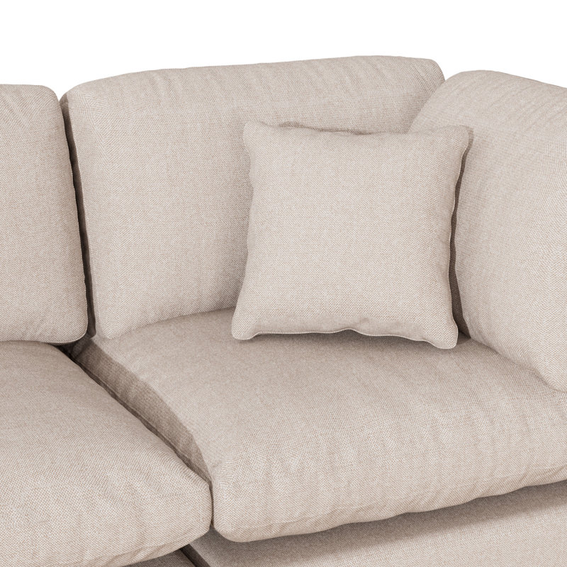 Canapé modulaire rembourré 3 pièces Jossa, Chenille ivoire