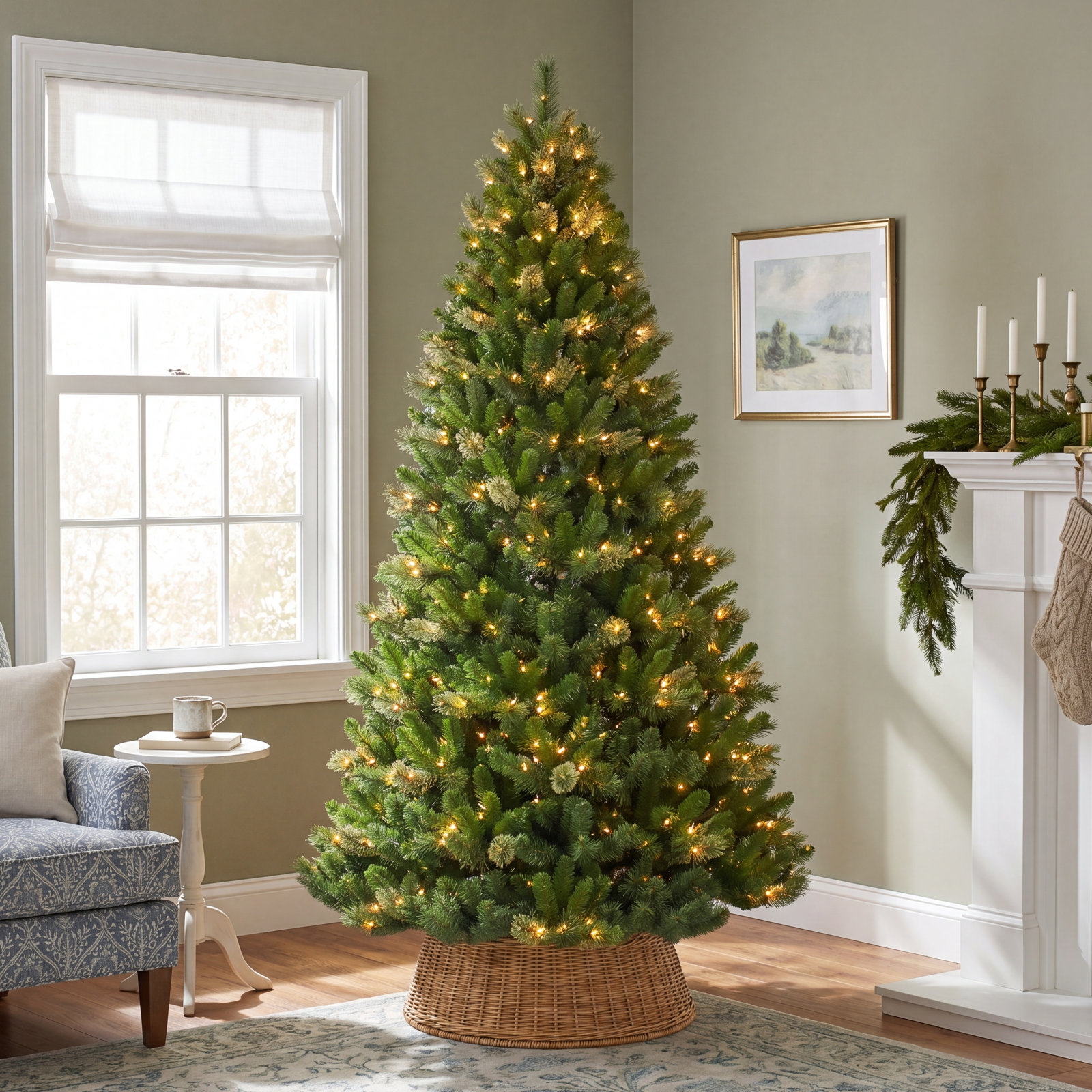 90' Lighted Artificial Pine Christmas Tree