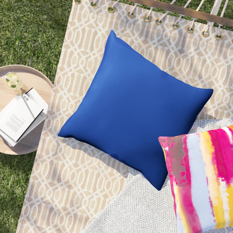 Casual Cushion Solid Sunbrella® Fabric 1-Piece Indoor/Outdoor Square Throw Pillow, 20"W x 20"L, Canvas True Blue, 20"H x 20"W