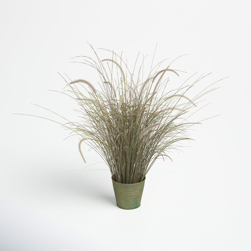 34'' Faux Grass in Metal Pot