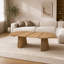 Table basse ovale extensible moderne FFZ 55 po avec pieds à lattes et structure en MDF