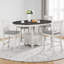 Table de salle à manger à hauteur de comptoir extensible crème et grise avec rallonge de 18 po - Table ovale contemporaine Farmhouse
