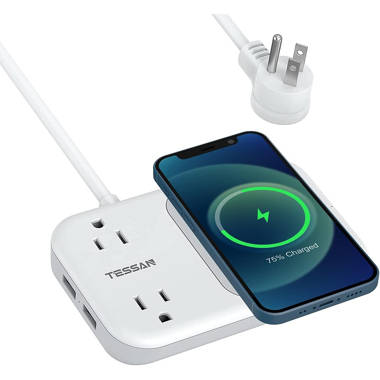 TESSAN WiFi Flat Plug Strip with 3 Smart Outlets and 3 USB Ports, 6 Fe