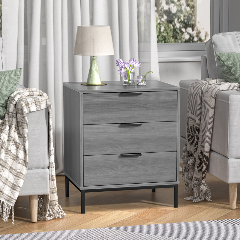 Rhylan 3-drawer Nightstand In Gray
