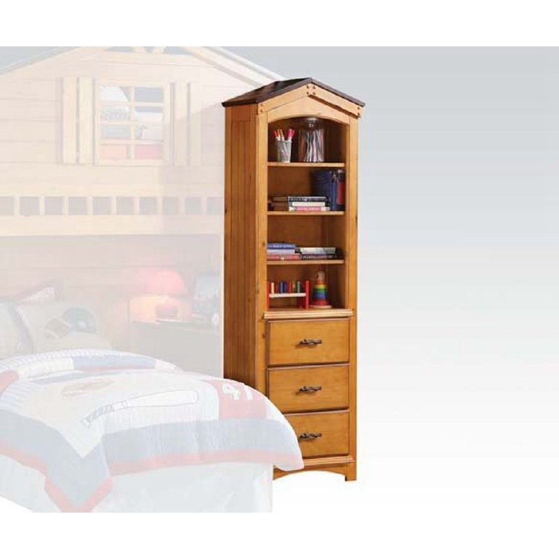 Bibliothèque 3 tiroirs avec armoire Sartain, Chêne rustique