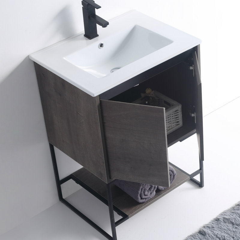 Ensemble de meuble-lavabo simple 24 po Fiquett, Gris