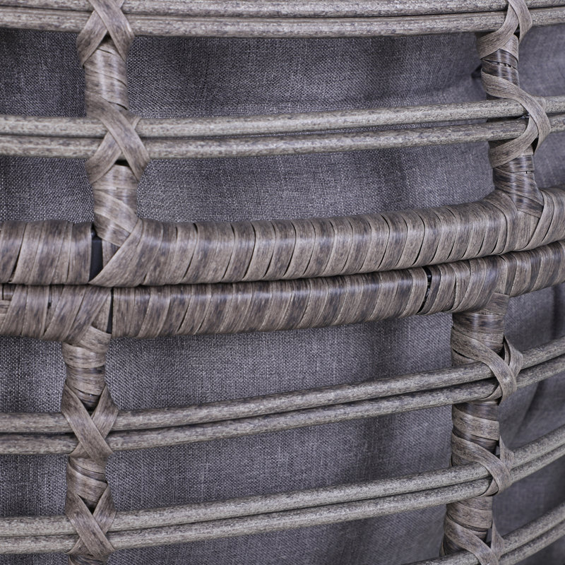 Chaise de terrasse avec coussins Luxembourg, Gris foncé, Gris