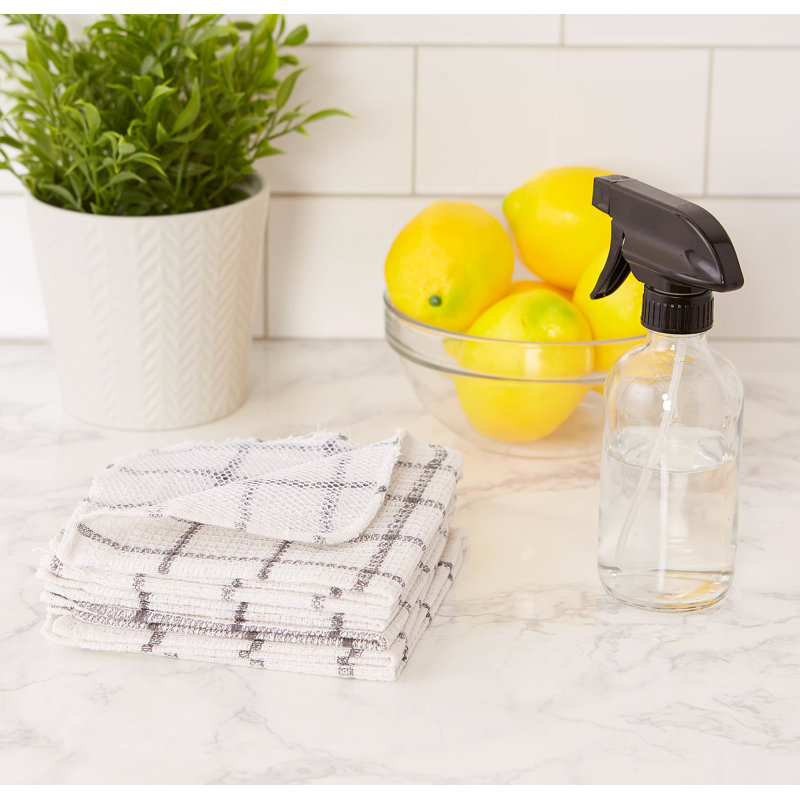 Cotton Plaid Jacquard Dish Cloth Kitchen Towel, Gray