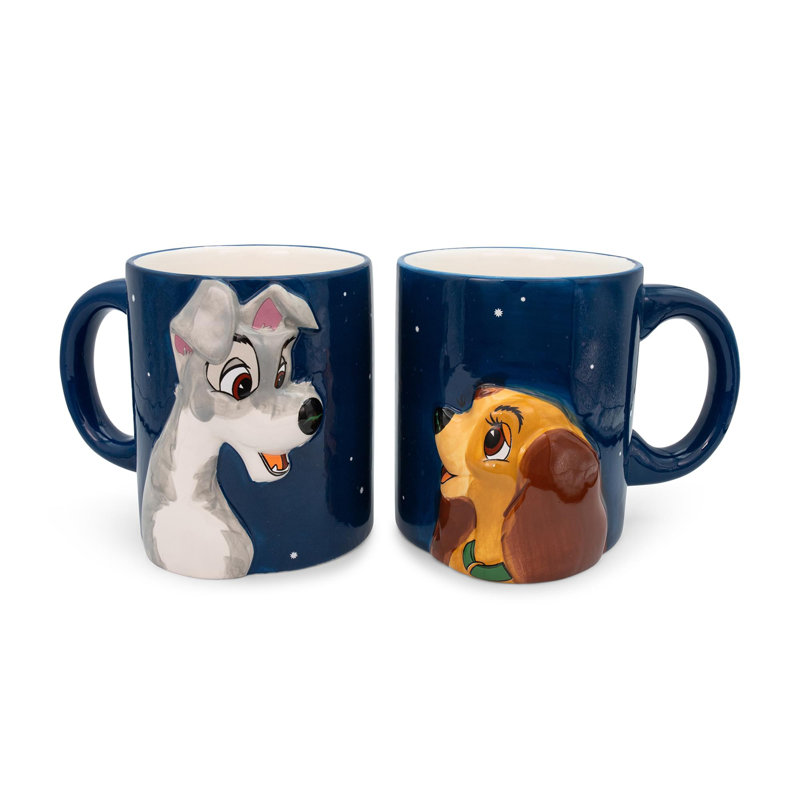 Disney Lady and the Tramp Blue Ceramic Mug Set, 20-Ounce, 2 Pieces