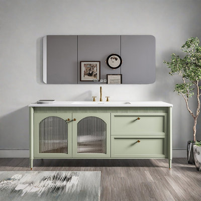 Armoire de salle de bain française de style crème