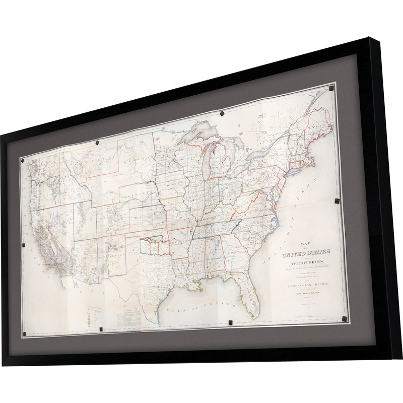 «United States Map», impression encadrée noire