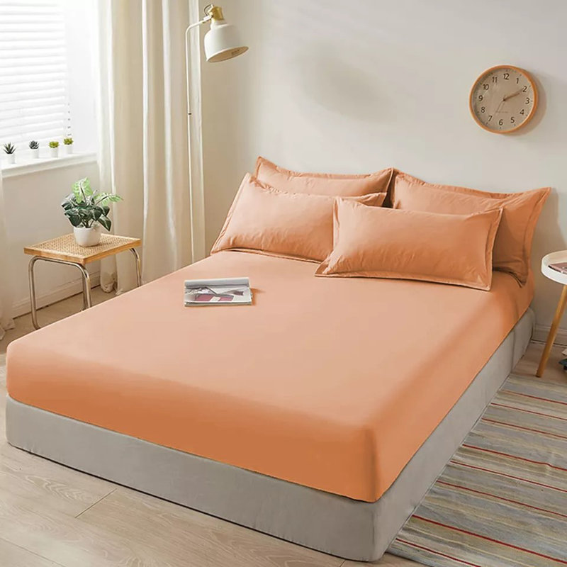 40cm Extra Deep Fitted Sheet - Luxury Microfiber Deep Pocket Bed Sheet Secure Fit, Double (4'6), Peach