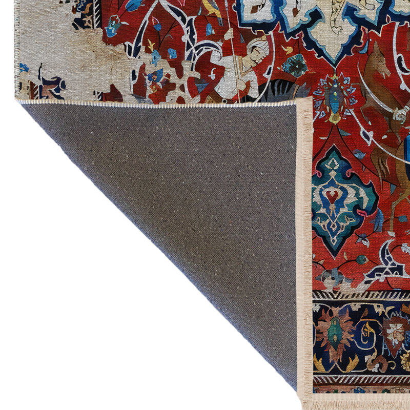 Tapis décoratif moderne multicolore à motif bourgogne, Rectangle 3 pi 11,24 po x 5 pi 10,87 po