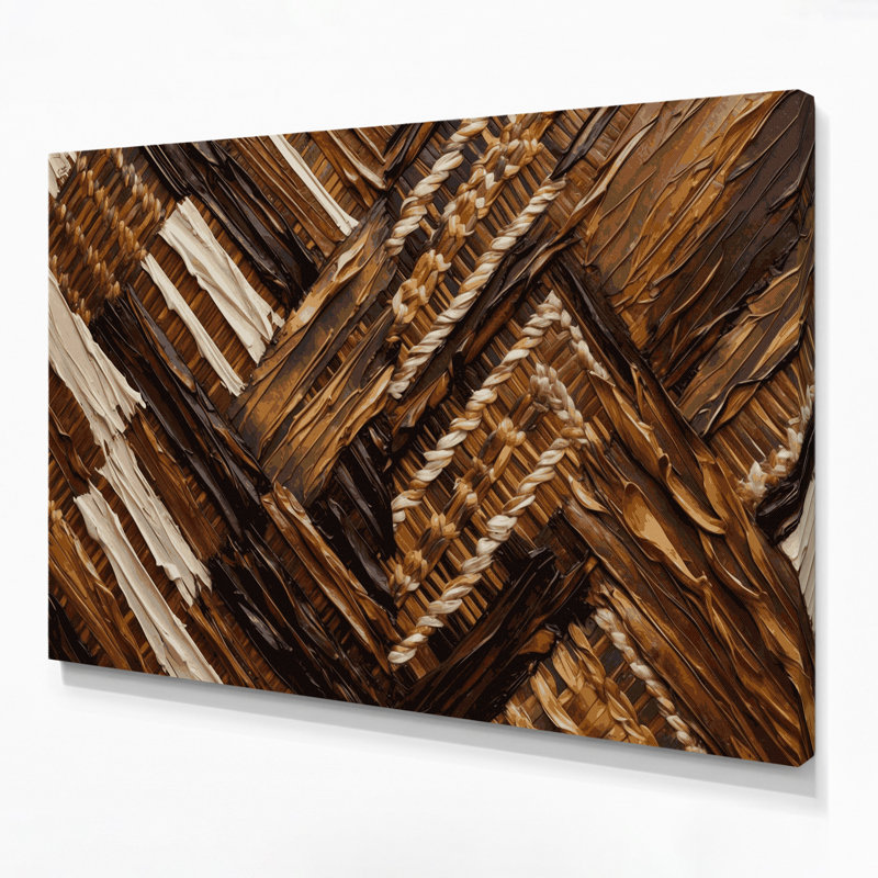 Hawaiian Lauhala, art mural sur toile brun, H 20 po x l 30 po