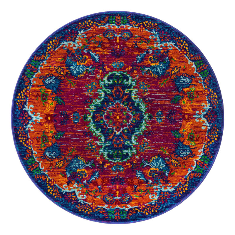 Floral Indoor Rug, Round 4'