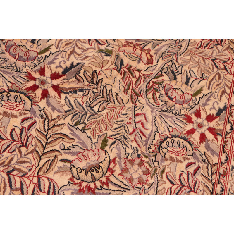 Ozra Oriental Hand-Knotted Rectangle 8'2" x 10'6" Wool Area Rug in Beige/Red