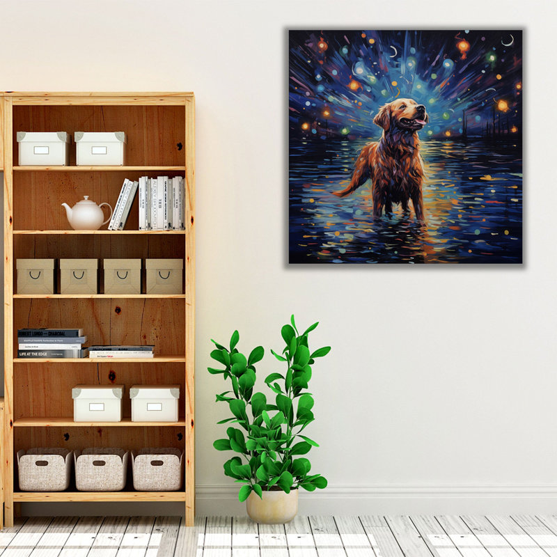 «Starlit Dog», reproduction d'art, Toile tendue, H 30 po x l 30 po x P 1,25 po