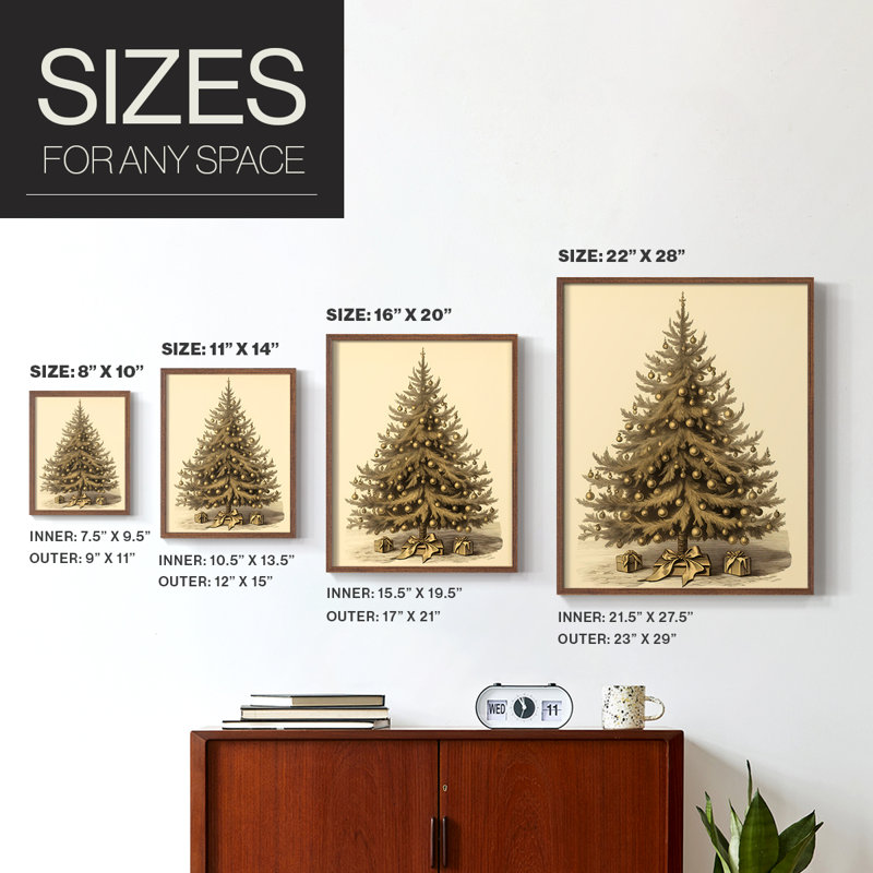 «Christmas Holiday Art CDL XXXII», reproduction d'art encadrée - bois massif, H 21 po x l 17 po, Noyer