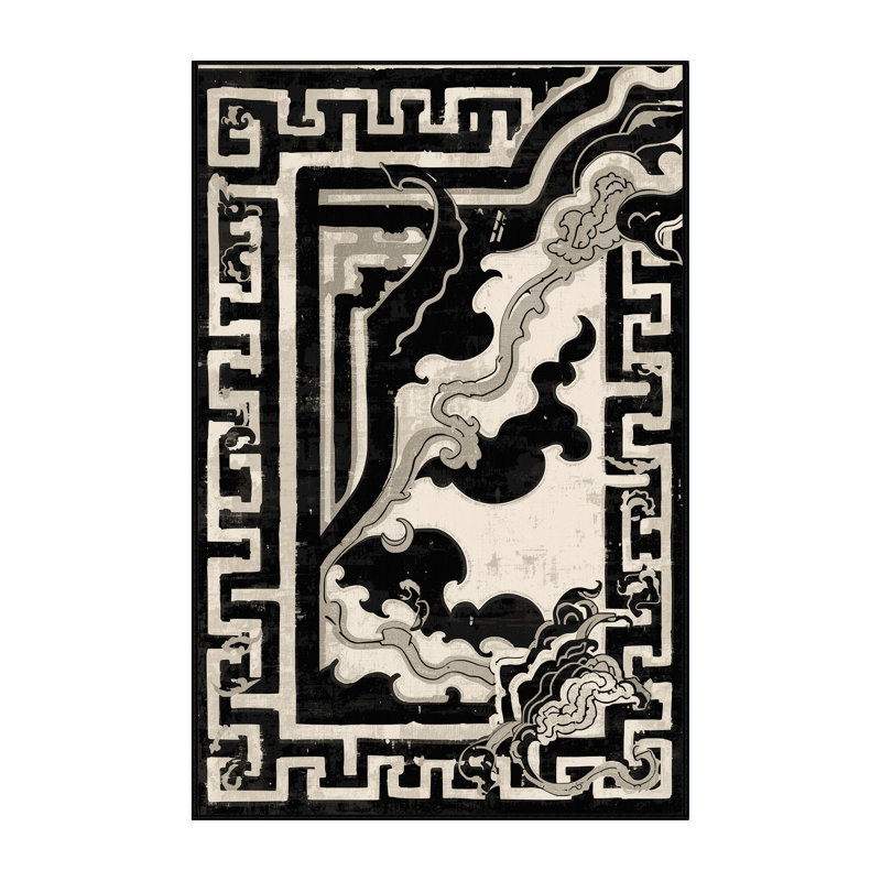 Tapis oriental doux et moelleux de style oriental noir Teterboro, 5 x 7