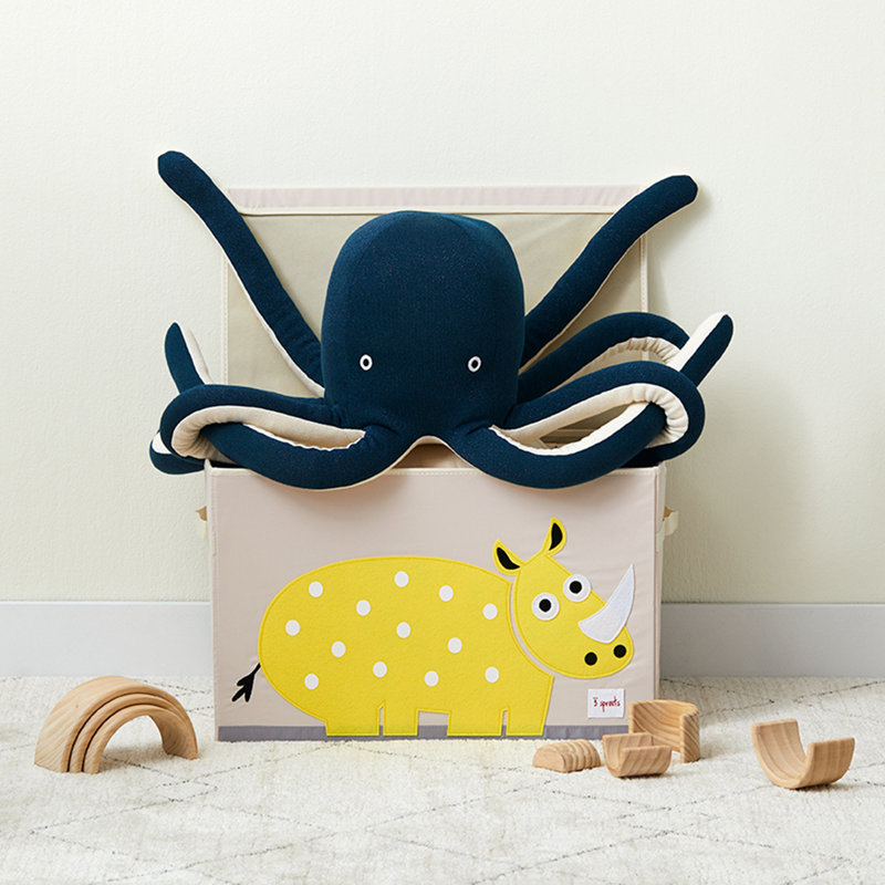 Yellow Rhino Collapsible Toy Chest with Handles
