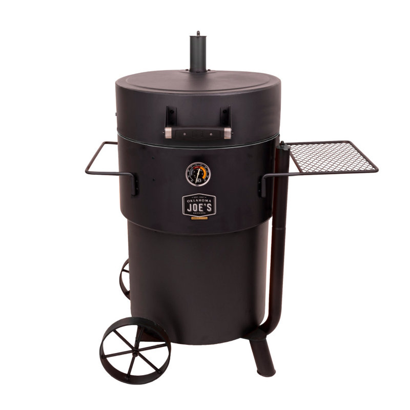 Bronco Pro 21.5 in. Heavy Duty Charcoal Drum Smoker and Grill with 366 sq. in. Cooking Area in Black, Black