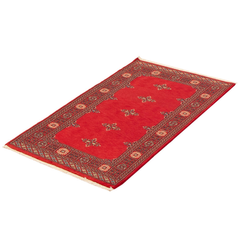 Tapis rouge foncé Maleaha Peshawar Bokhara 3 pi 1 po x 5 pi 2 po