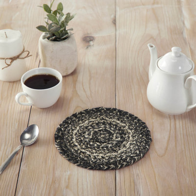  Mill Black White Jute Coaster