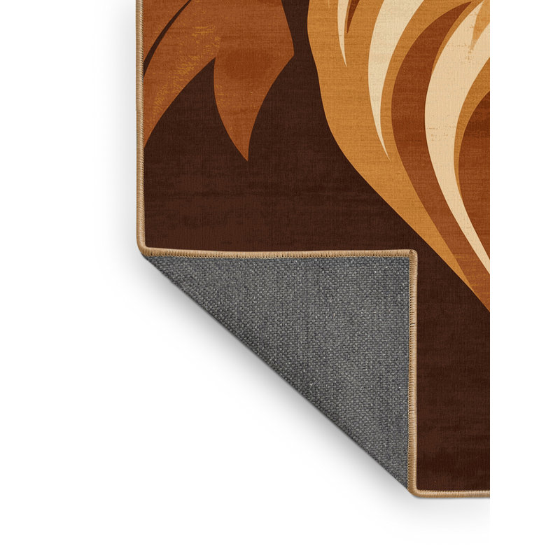 Tapis brun moelleux moelleux et moelleux à motif d'arc de faune et de faune, 8 x 12