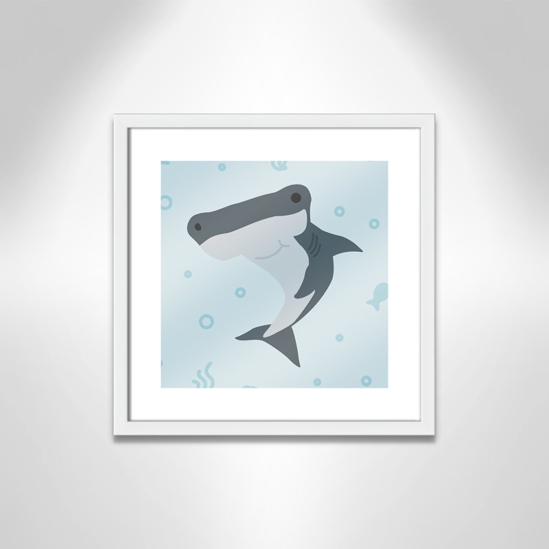 Impression sur papier Happy Hammerhead, H 16 po x l 16 po x P 1,18 po, Encadré de boîte argent