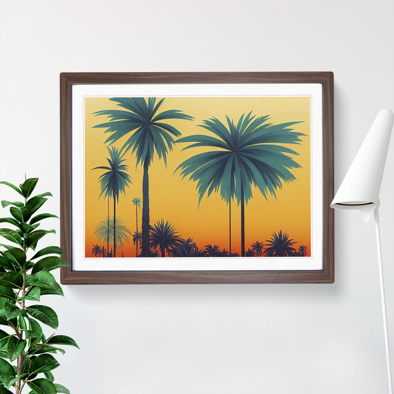 Picturesque Palm Trees - Single Picture Frame Print, 46cm H x 64cm W, Brown