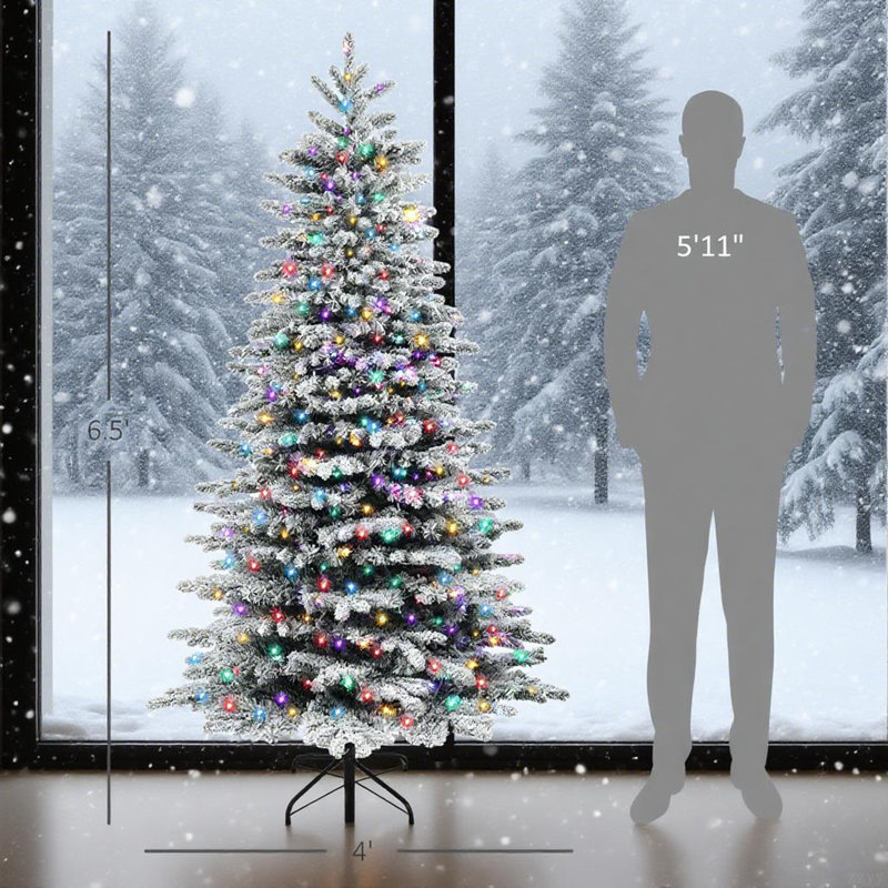 Arbre de Noël artificiel enneigé 6,5 pi, H 6,4 pi, Non